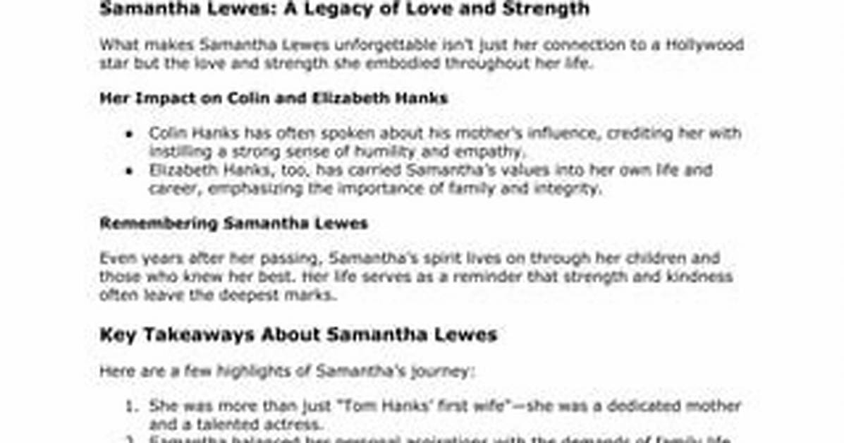 Remembering Samantha Lewes: a Life Cut Short